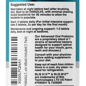 Dental Oral Probiotics with BLIS K12 & M18 – 7 Strains, 6 Billion CFU (Strawberry Vanilla Flavor)