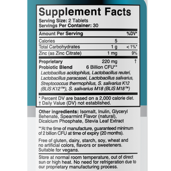 Dental Oral Probiotics with BLIS K12 & M18 – 7 Strains, 6 Billion CFU (Strawberry Vanilla Flavor)