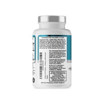 Kids Dental Oral Probiotics with BLIS K12 & M18 – 7 Strains, 3 Billion CFU (Strawberry-Vanilla Flavor)